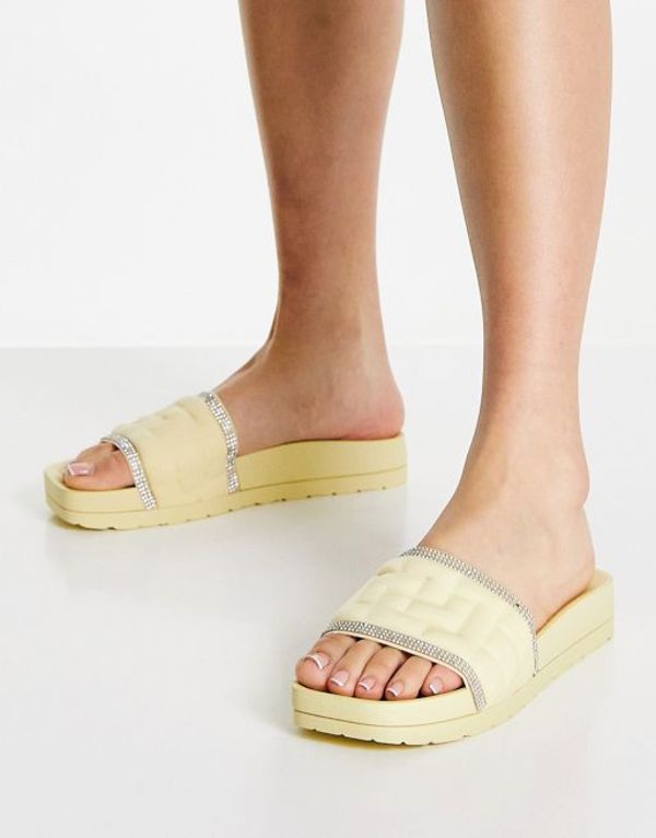 トリュフコレクション レディース サンダル シューズ Truffle Collection glam embellished pool slide in yellow Yellow