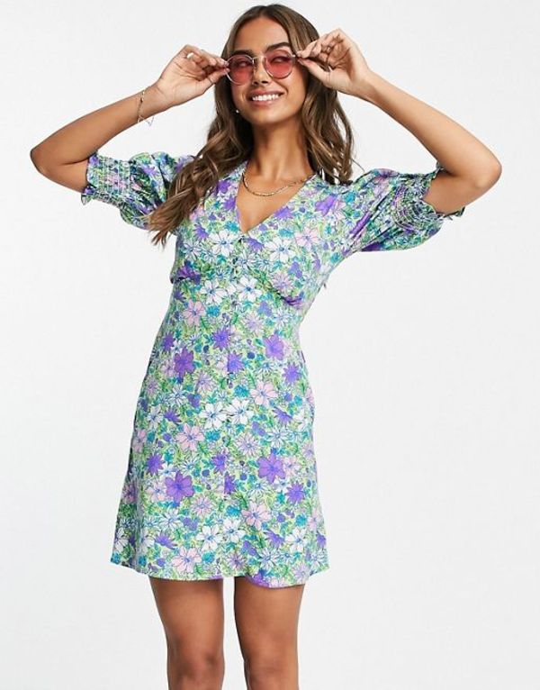インフルエンス レディース ワンピース トップス Influence mini tea dress in bright floral print Multi