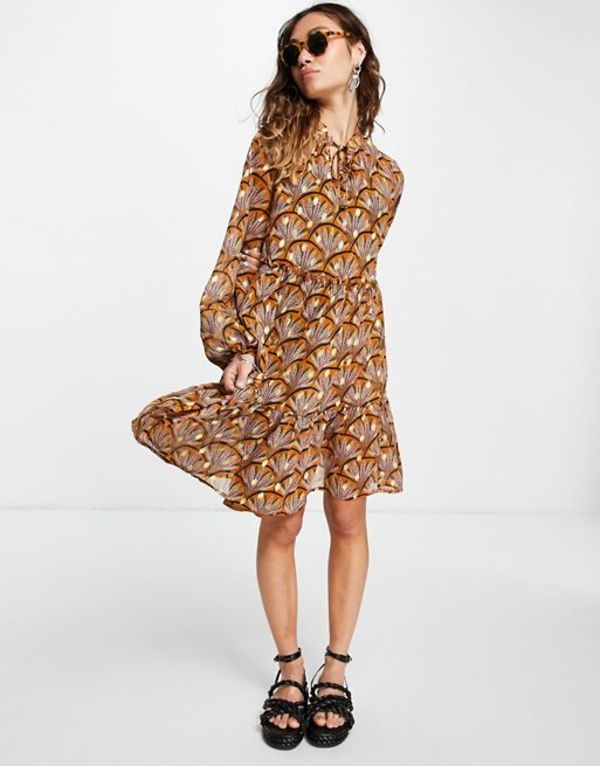 超特価sale開催 ヴィラ レディース ワンピース トップス Vila Boho Smock Dress In Print Spicy Mustard