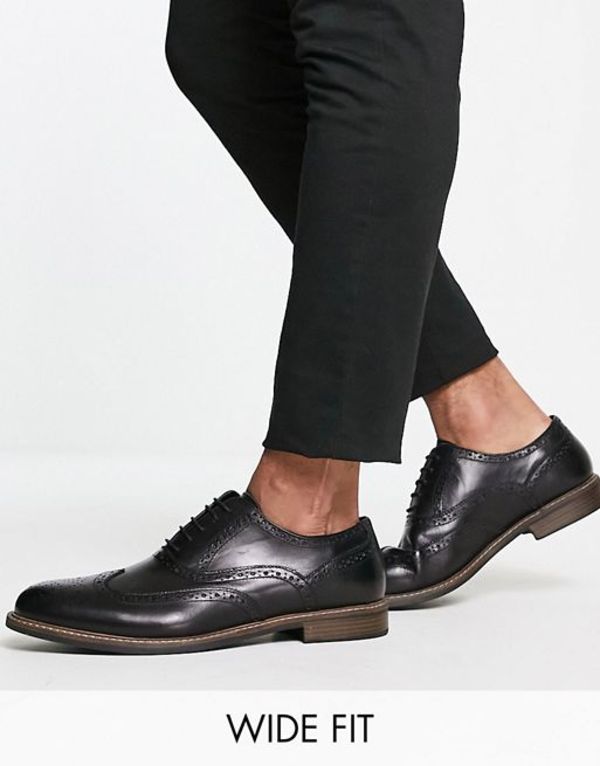 誠実 レッドテープ メンズ スニーカー シューズ Red Tape Wide Fit Leather Brogues In Black Black Leather