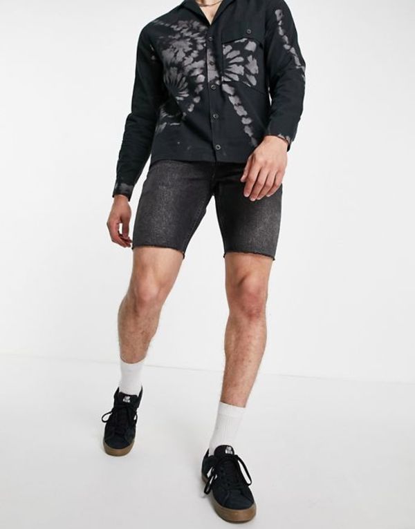 オールセインツ メンズ デニムパンツ ボトムス AllSaints switch denim shorts in washed black Black