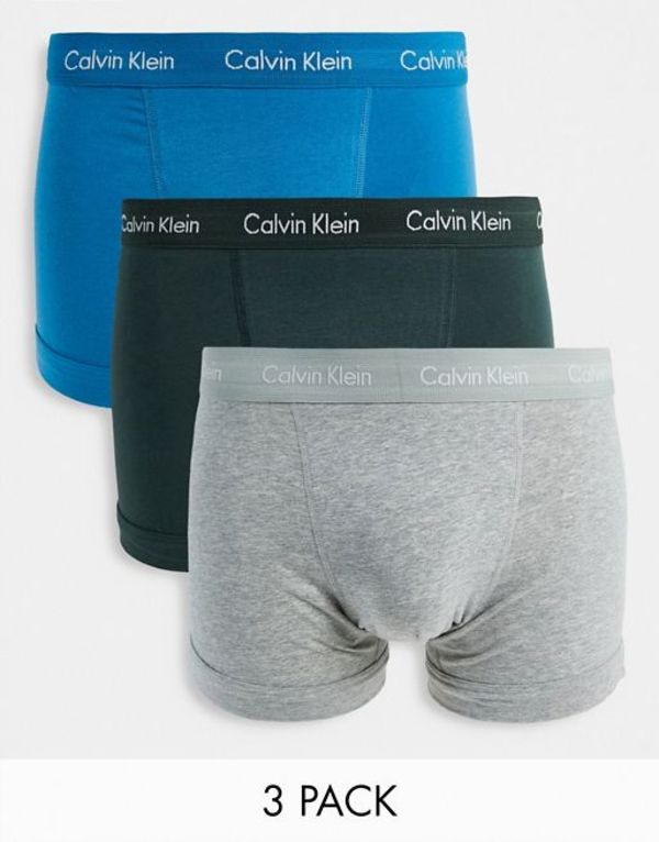 今ダケ送料無料 カルバンクライン メンズ ボクサーパンツ アンダーウェア Calvin Klein 3 Pack Cotton Stretch Trunks In Dark Gray Blue