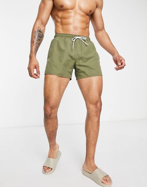 トップマン メンズ ハーフパンツ・ショーツ 水着 Topman classic swim shorts in khaki Green