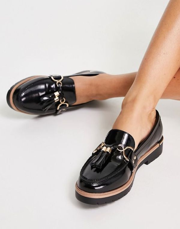 トリュフコレクション レディース スリッポン ローファー シューズ Truffle Collection chunky loafers in  black Black 【通販激安】