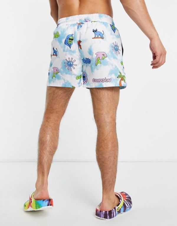 ギフト コルージョン メンズ ハーフパンツ ショーツ 水着 COLLUSION holiday print swim short in multi  Multi andreagblesa.com