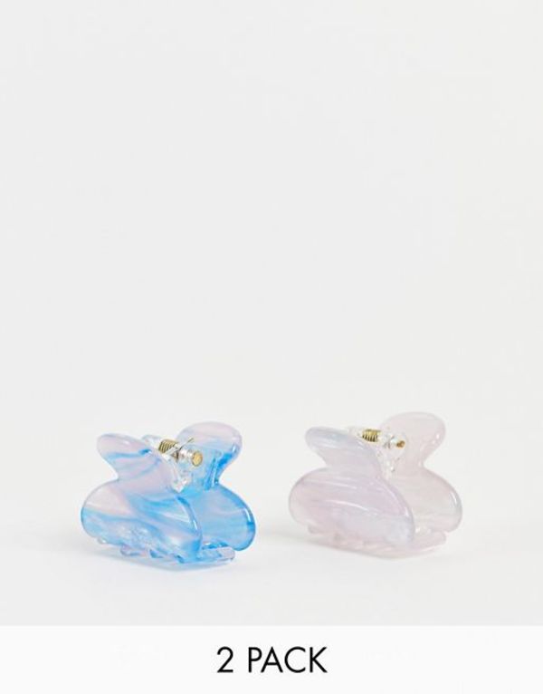 ピーシーズ レディース ヘアアクセサリー アクセサリー Pieces 2 pack mini hair claw clips in pink Pink  話題の人気