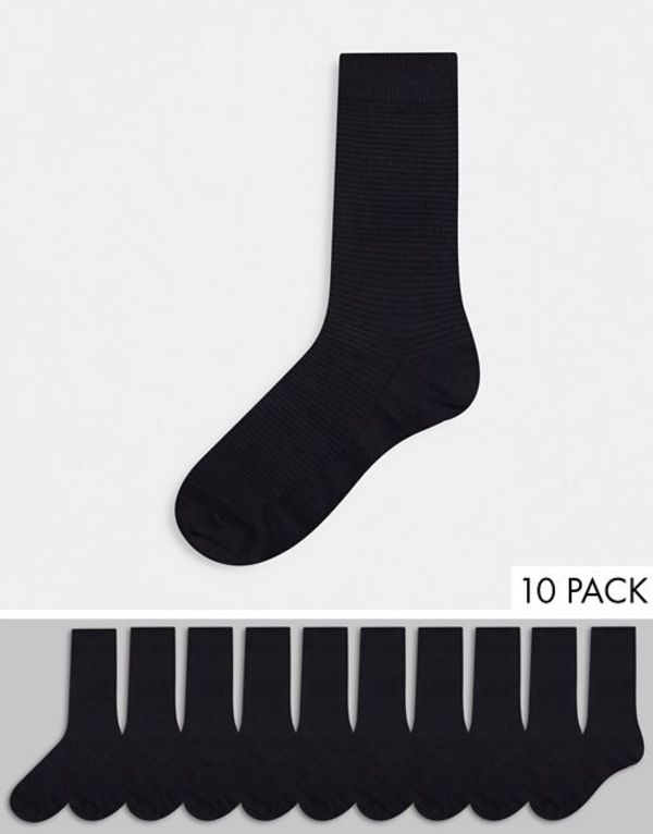 セレクテッドオム メンズ 靴下 アンダーウェア Selected Homme 10 pack ankle socks in black BLACK  年末のプロモーション