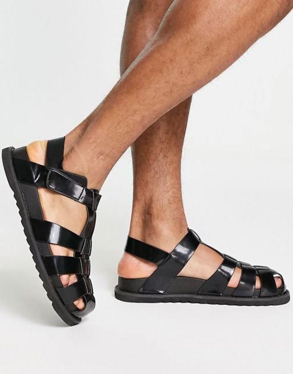 エイソス メンズ サンダル シューズ ASOS DESIGN Fisherman Sandals In Black 国内外の人気