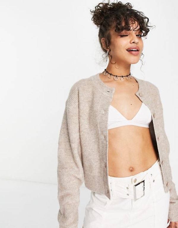 ウィークデイ レディース ニット・セーター アウター Weekday Flash polyester slouchy cardigan in beige Beige