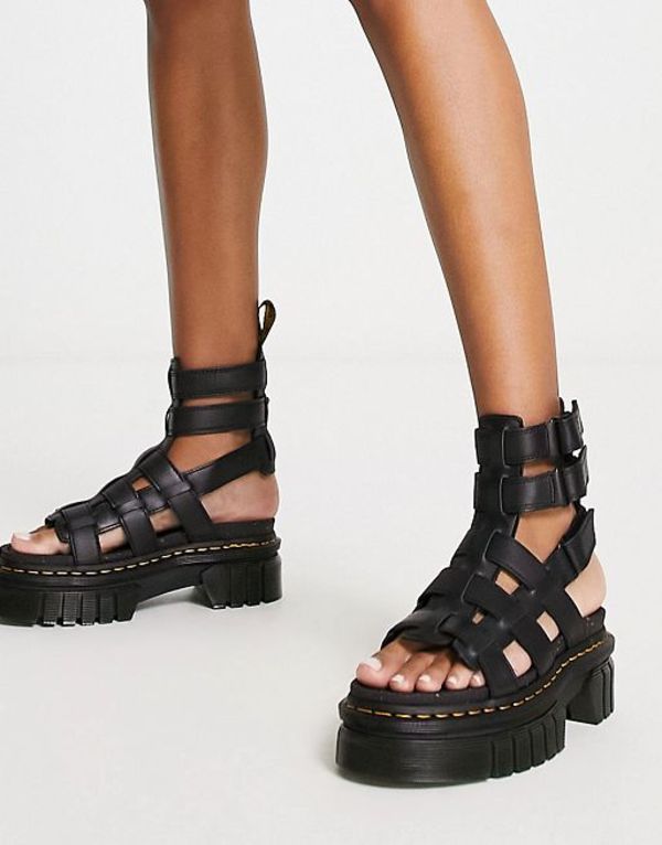ドクターマーチン メンズ サンダル シューズ Dr Martens Ricki Gladiator Sandals In Black Black 豪華で新しい