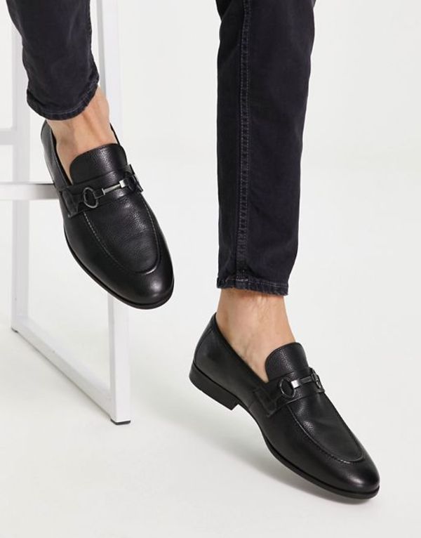 リバーアイランド メンズ スリッポン ローファー シューズ River Island snaffle detail loafer in black  Black メーカー直売