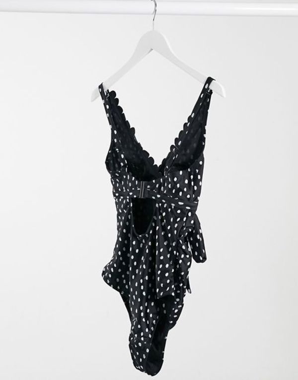 まとめ買い特価 ピークボー レディース 上下セット 水着 Peek Beau Maternity Exclusive Scallop swimsuit  in polka dot Black and white spot rusaassamemagazine.com