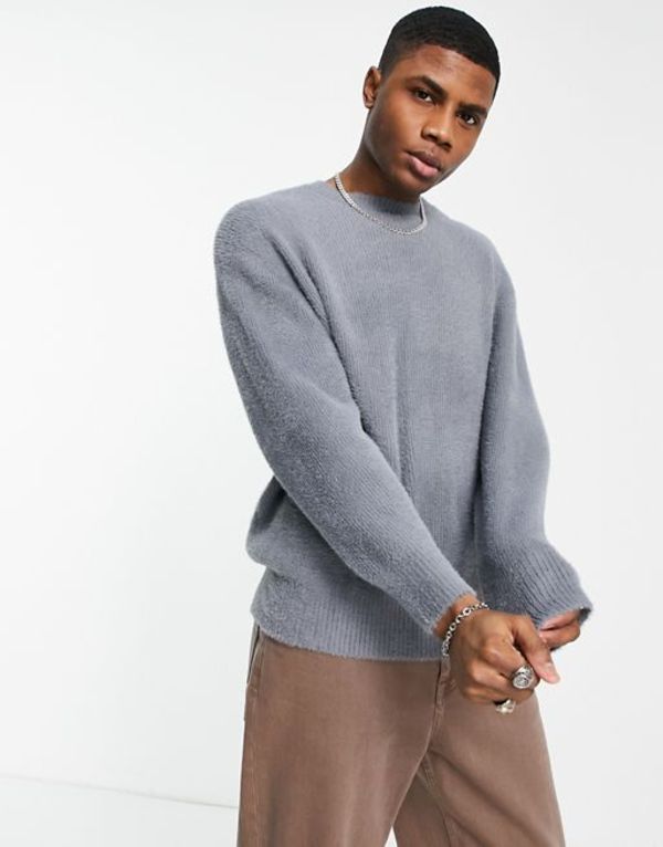 ベルシュカ メンズ ニット・セーター アウター Bershka oversized fluffy sweater in gray Gray