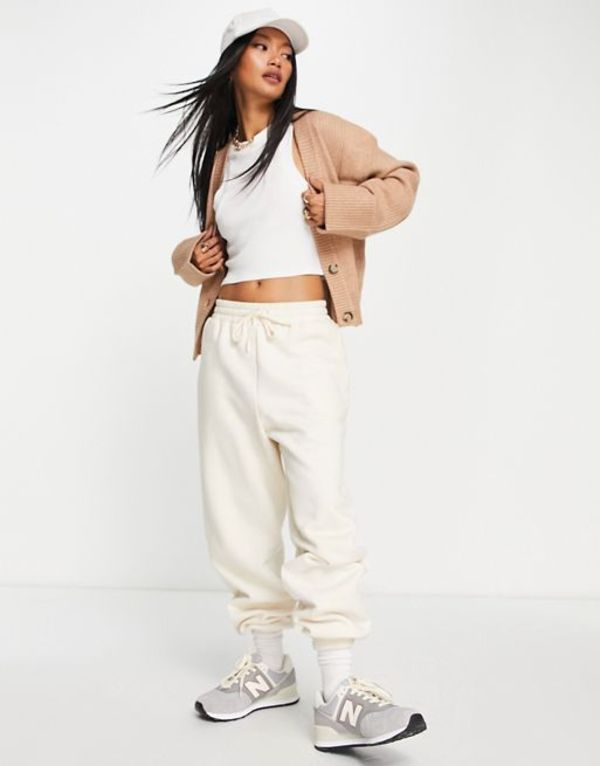 リバーアイランド レディース ニット・セーター アウター River Island boxy ribbed cardigan in beige BEIGE
