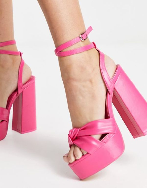 洗濯機可 パブリックデザイア レディース ヒール シューズ Public Desire Exclusive Verona platform high heel sandals in rose gold - シューズ