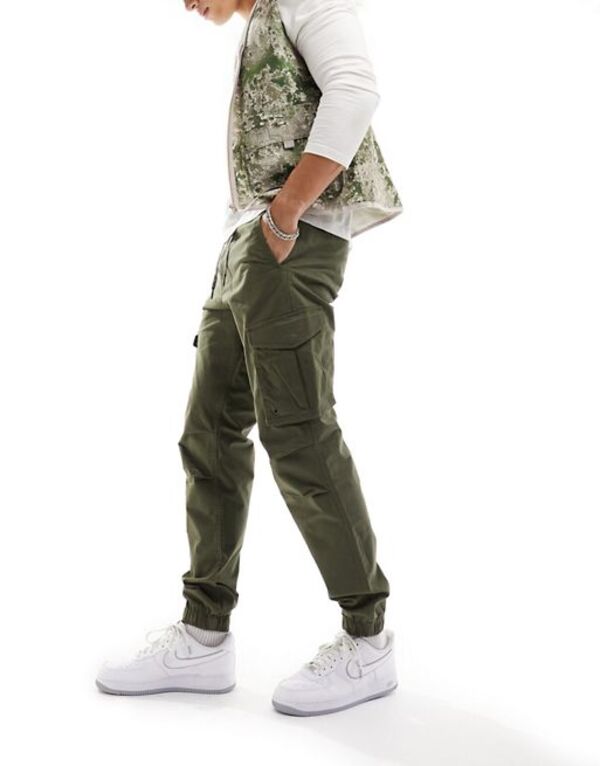 ジャック アンド ジョーンズ メンズ ボトムス カジュアルパンツ Jack & Jones tapered cuffed cargo in dark Olive night オリーブ
