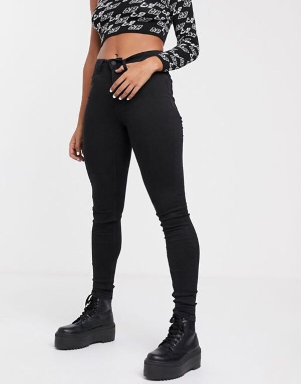 ノイジーメイ レディース ボトムス デニムパンツ ハイウエスト ジーンズ Noisy May Callie high waist skinny jeans Black ブラック｜ReVida 店