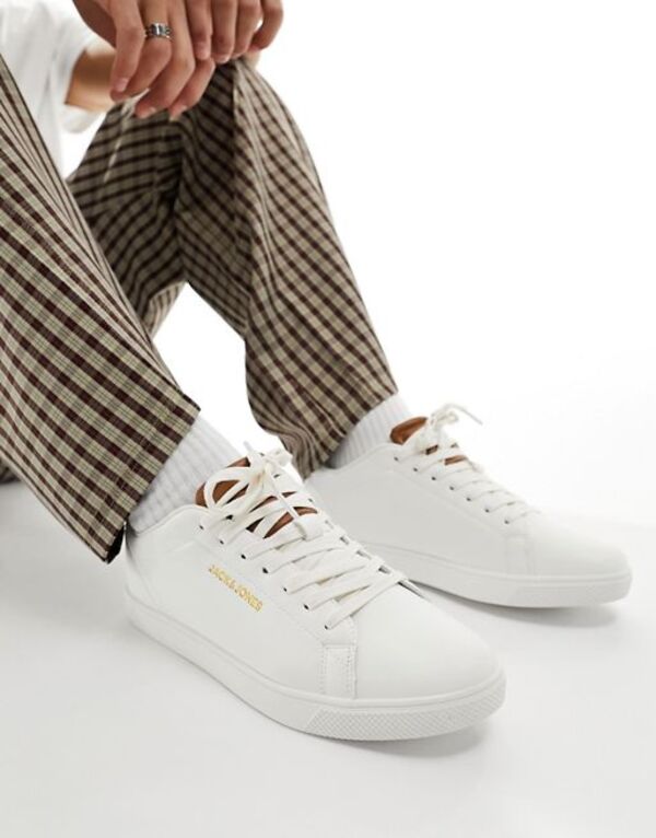 ジャック アンド ジョーンズ メンズ シューズ スニーカー レザー フェイクレザー Jack & Jones faux leather sneakers White ホワイト