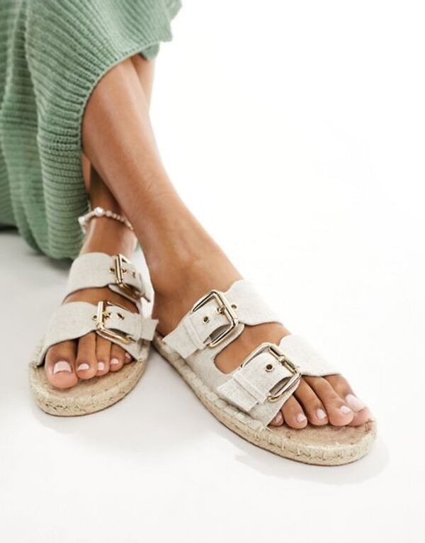 エイソス レディース シューズ サンダル リネン ASOS DESIGN Jada double buckle espadrille sandals in natural linen Natural Linen
