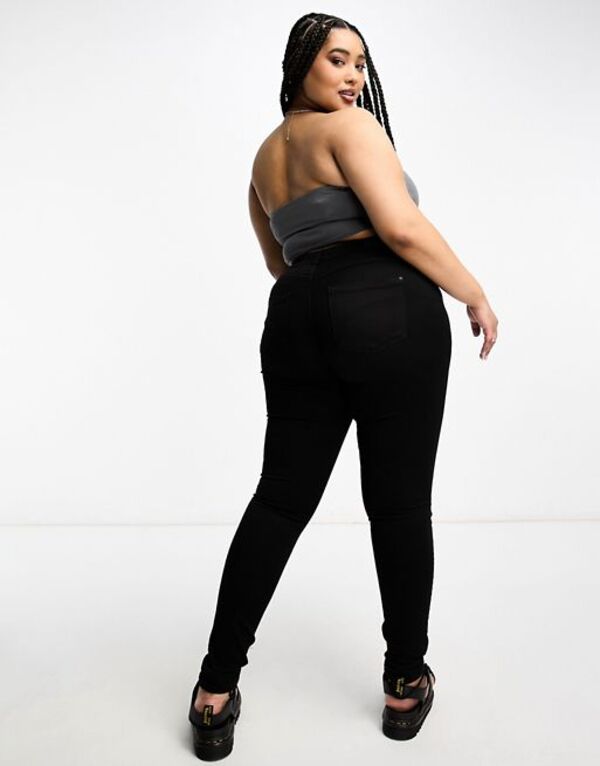 オンリーカーブ レディース ボトムス デニムパンツ ジーンズ Only Curve Augusta high waisted skinny jeans Black ブラック｜ReVida 店