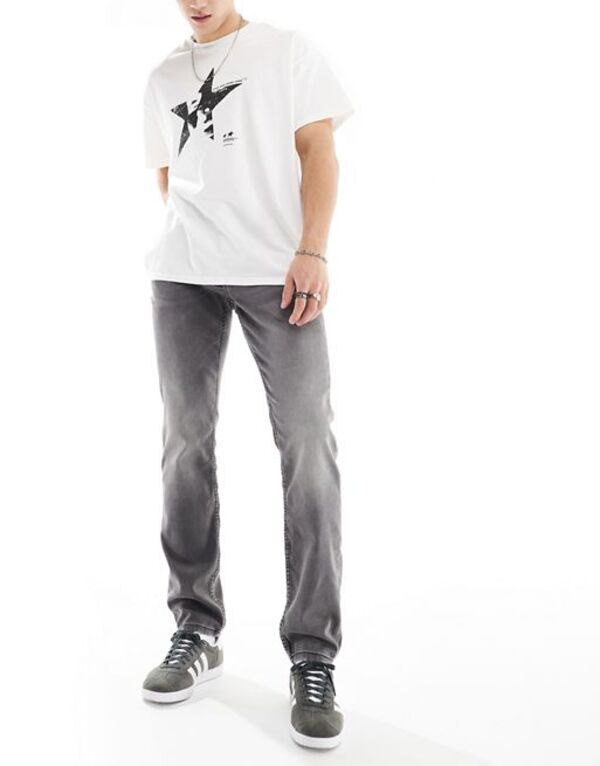 オンリーアンドサンズ メンズ ボトムス デニムパンツ スリムフィット ジーンズ Only & Sons stretch jeans in slim fit Gray denim グレー