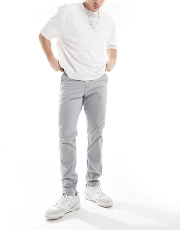 ジャック アンド ジョーンズ メンズ ボトムス カジュアルパンツ スリムフィット Jack & Jones chino in slim fit ULTIMATE GRAY グレー|ReVida 店
