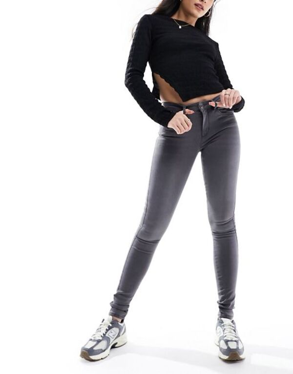 オンリー レディース ボトムス デニムパンツ デニム ジーンズ ONLY Royal regular waist skinny jeans denim Dark gray denim グレー|ReVida 店