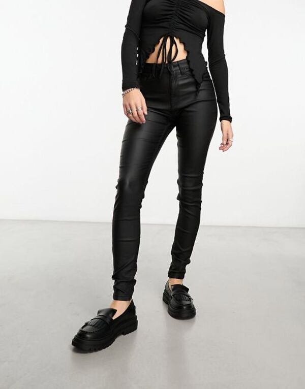 ノイジーメイ レディース ボトムス デニムパンツ コート ジーンズ Noisy May Callie coated skinny jeans Black ブラック｜ReVida 店