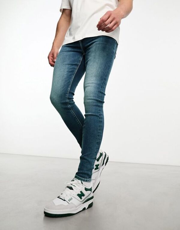エイソス メンズ ボトムス デニムパンツ ジーンズ ASOS DESIGN power stretch jeans in dark wash DARK WASH BLUE ブルー