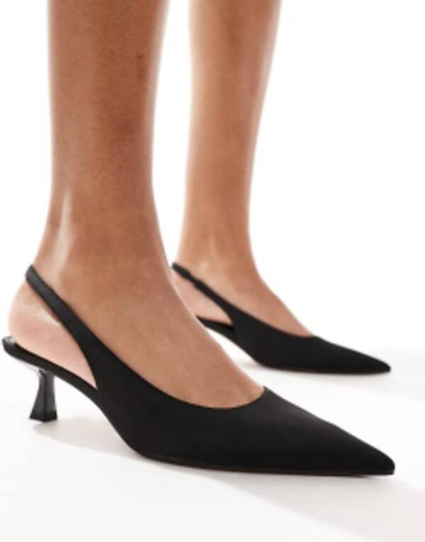 エイソス レディース シューズ 踵 ASOS DESIGN Stroll slingback mid heeled shoes Black 黒いこと
