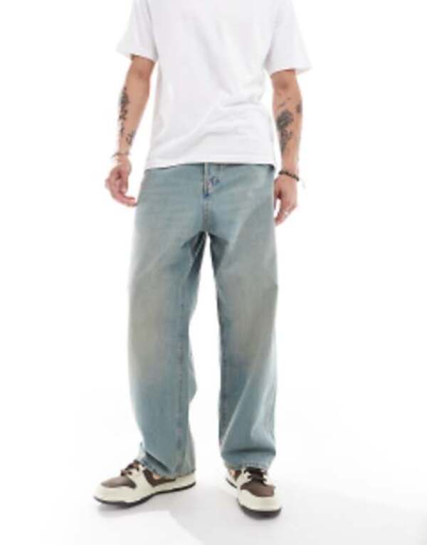 手玉 アンド ジョーンズ メンズ ボトムス ジーンズズボン下 デニム Jack \u0026 Jones ron skater jeans cast wash Mid Blue Tinted 青み