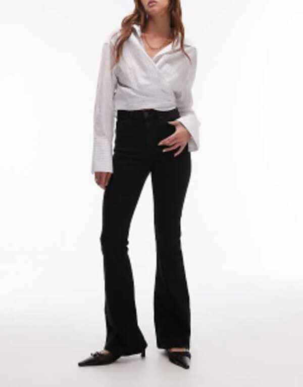 トップショップ レディース ボトムス デニムパンツ ジーンズ Topshop high rise Jamie flare jeans Black ブラック｜ReVida 店
