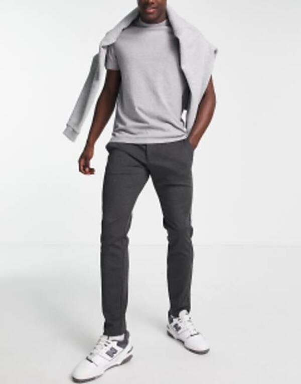 オンリーアンドサンズ メンズ ボトムス カジュアルパンツ スリムフィット パンツ Only & Sons slim fit tapered pants in dark Dark gray melange グレー 13,490円