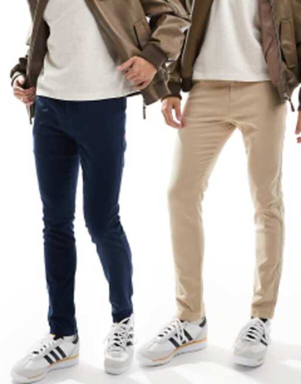 エイソス メンズ ボトムス カジュアルパンツ ASOS DESIGN 2 pack skinny chinos and stone Multi マルチカラー｜ReVida 店 10,205円