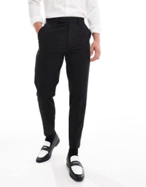 エイソス メンズ ボトムス カジュアルパンツ パンツ ASOS DESIGN tapered smart trousers Black ブラック