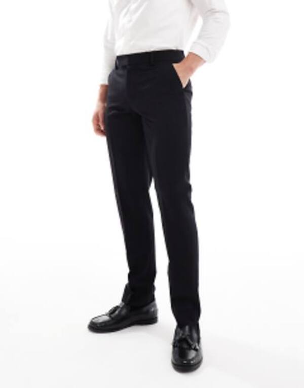 エイソス メンズ ボトムス カジュアルパンツ スリムフィット パンツ ASOS DESIGN smart slim fit pants Black ブラック