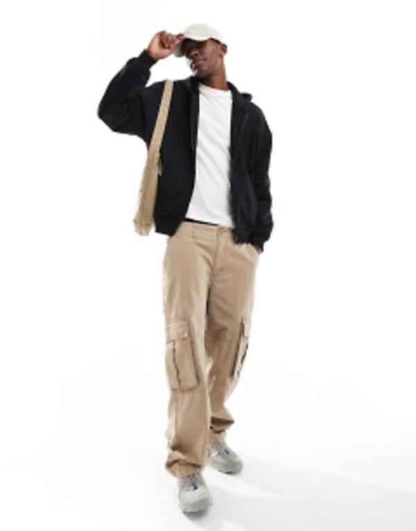 オンリーアンドサンズ メンズ アウター パーカー・スウェット パーカー ONLY & SONS oversized zip up hoodie Black ブラック