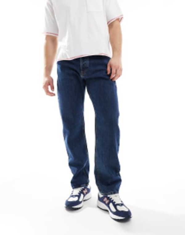 ジャック アンド ジョーンズ メンズ ボトムス デニムパンツ ジーンズ Jack & Jones Chris straight jeans in dark blue wash Blue Denim デニム