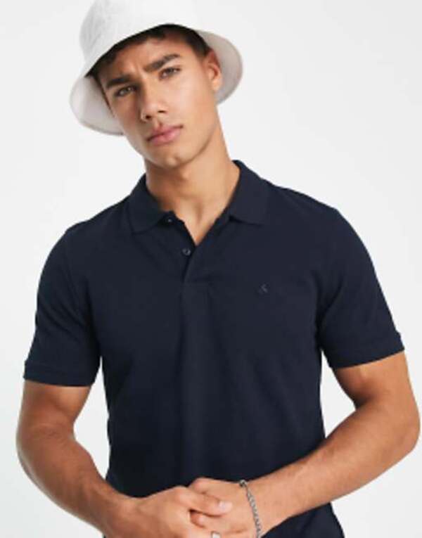 ジャック アンド ジョーンズ メンズ トップス ポロシャツ スリムフィット ロゴ Jack & Jones Essentials slim fit pique logo polo Navy blazer ネイビー