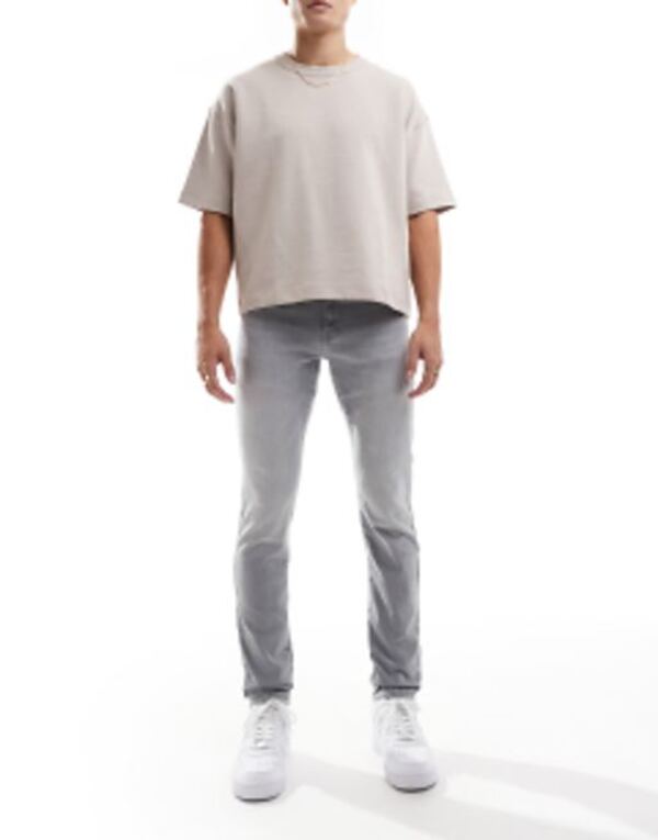 オンリーアンドサンズ メンズ ボトムス デニムパンツ スリムフィット ジーンズ ONLY & SONS Loom slim fit jeans in washed Light gray denim グレー
