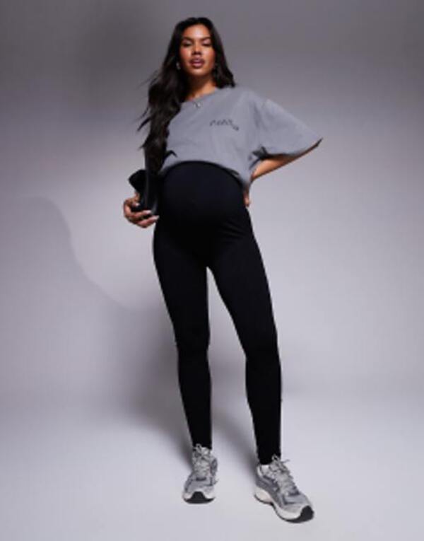 エイソス レディース ボトムス レギンス マタニティ ASOS 4505 Maternity Icon seamless rib gym legging Black 黒いこと
