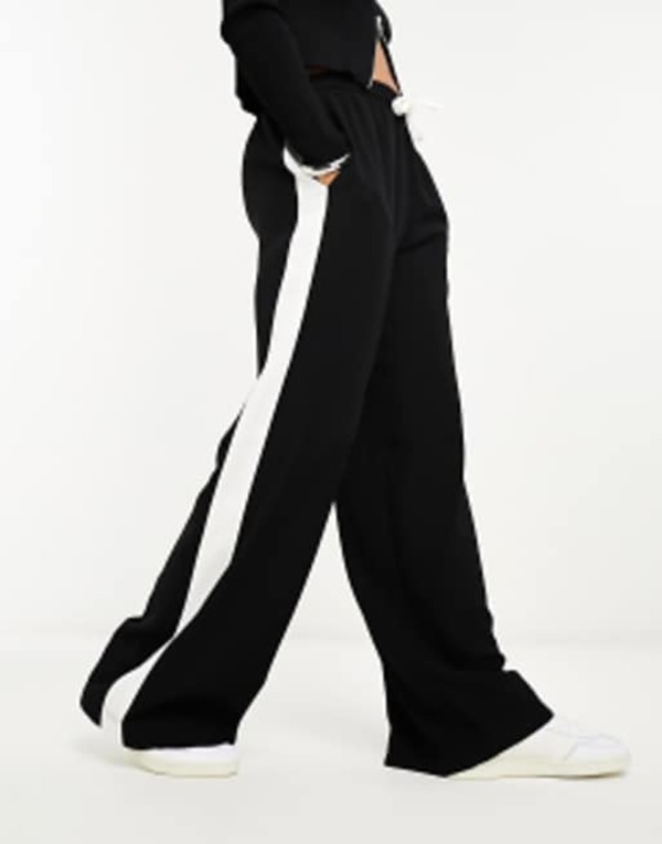 エイソス レディース ボトムス カジュアルパンツ パンツ コントラスト ASOS DESIGN pull-on pants with contrast panel Black ブラック 8,345円