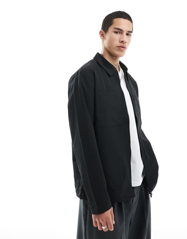 手玉 アンド ジョーンズ メンズ アウター 上衣・上衣 Jack \u0026 Jones lightweight shacket Black 黒いこと