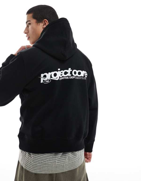 ジャック アンド ジョーンズ メンズ アウター パーカー・スウェット プリント パーカー Jack & Jones oversized hoodie with text backprint Black ブラック