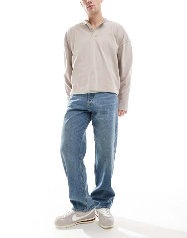 ジャック アンド ジョーンズ メンズ ボトムス デニムパンツ ヴィンテージ ジーンズ Jack & Jones Eddie loose jeans in mid blue vintage wash Blue Denim デニム｜ReVida 店