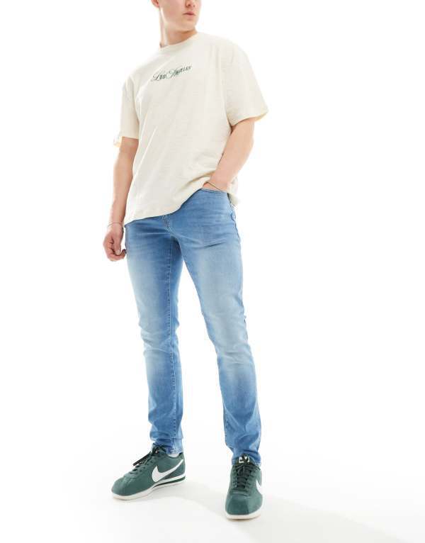 オンリーアンドサンズ メンズ ボトムス デニムパンツ スリムフィット ジーンズ Only & Sons loom slim fit jeans in light wash Light Gray グレー
