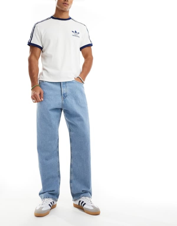 ジャック アンド ジョーンズ メンズ ボトムス デニムパンツ ジーンズ Jack & Jones Alex baggy jeans in light Blue Denim デニム
