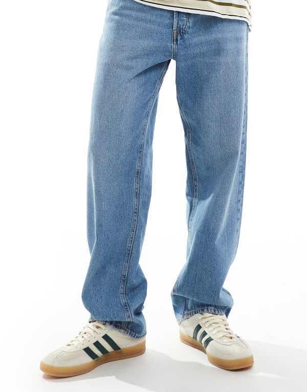 手玉 アンド ジョーンズ メンズ ボトムス ジーンズズボン下 Jack \u0026 Jones Eddie loose fit rigid jean インチ mid blue wash Blue Denim ジーンズ メンズファッション-ズボン・パンツ