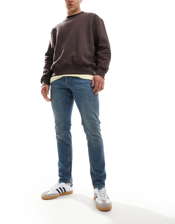 ジャック アンド ジョーンズ メンズ ボトムス デニムパンツ Jack & Jones glenn slim jean in mid wash Blue Denim デニム 14,336円