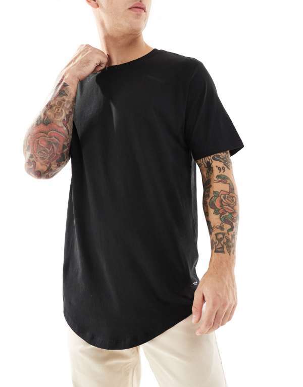 ジャック アンド ジョーンズ メンズ トップス Tシャツ Jack & Jones 3 pack longline curved hem t-shirt & whiteBlack ホワイト